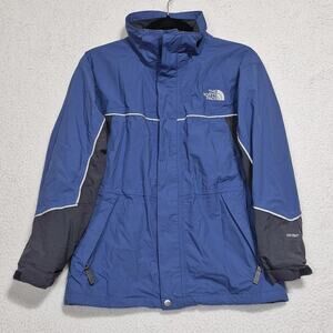 The North Face Boys Jacket Large Blue Hyvent Windbreaker Reflective Waterproof